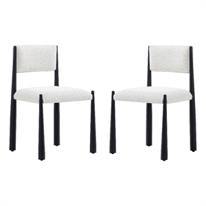 Lennor Mid-Century Modern Boucle Metal Side Chair in Cream - Set of 2