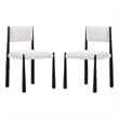 Lennor Mid-Century Modern Boucle Metal Side Chair in Cream - Set of 2