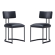 Juno Contemporary Modern Vegan Leather Metal Side Chair in Black - Set of 2