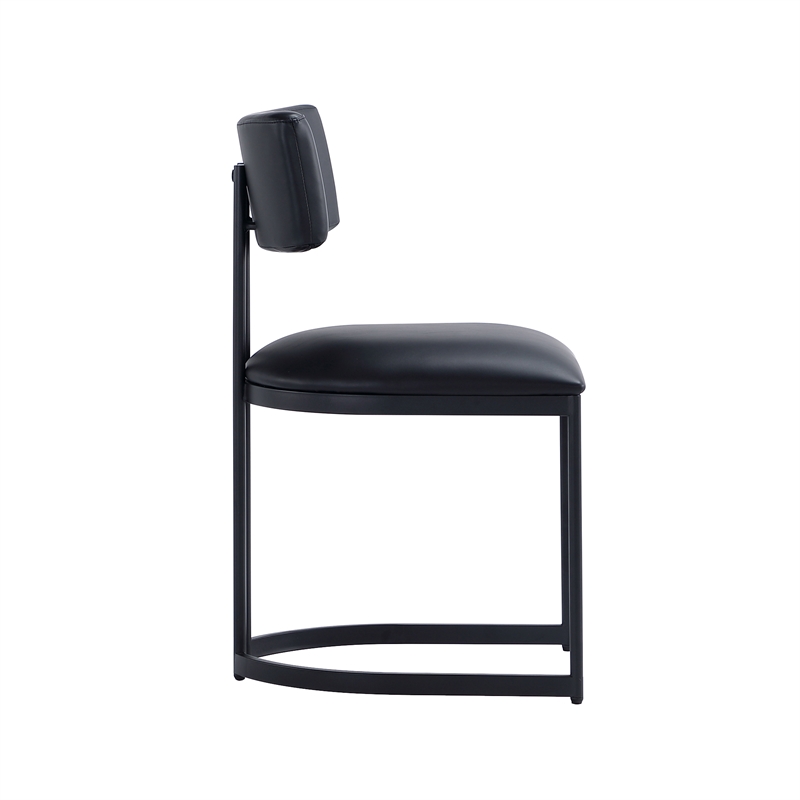 Juno Contemporary Modern Vegan Leather Metal Side Chair in Black - Set of 2
