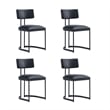 Juno Contemporary Modern Vegan Leather Metal Side Chair in Black - Set of 2