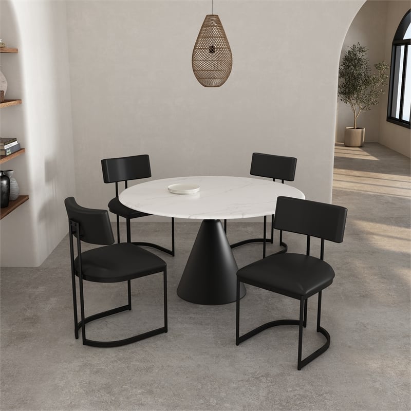 Juno Contemporary Modern Vegan Leather Metal Side Chair in Black - Set of 2