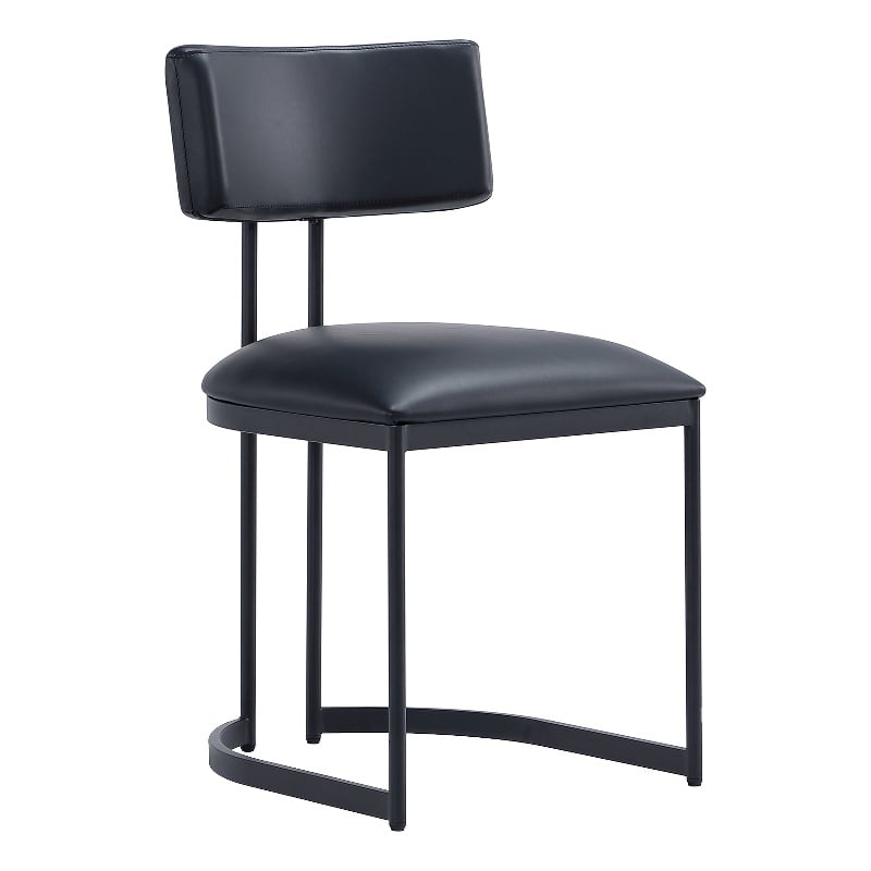 Juno Contemporary Modern Vegan Leather Metal Side Chair in Black - Set of 2