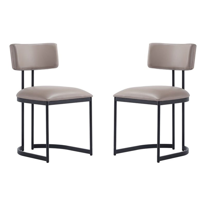 Juno Contemporary Modern Vegan Leather Metal Side Chair in Taupe - Set of 2