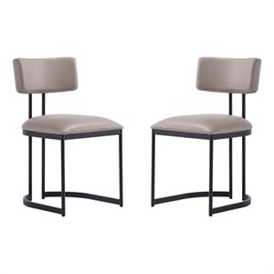 Juno Contemporary Modern Vegan Leather Metal Side Chair in Taupe - Set of 2