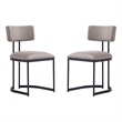 Juno Contemporary Modern Vegan Leather Metal Side Chair in Taupe - Set of 2