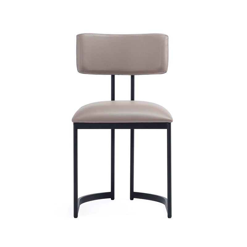 Juno Contemporary Modern Vegan Leather Metal Side Chair in Taupe - Set of 2