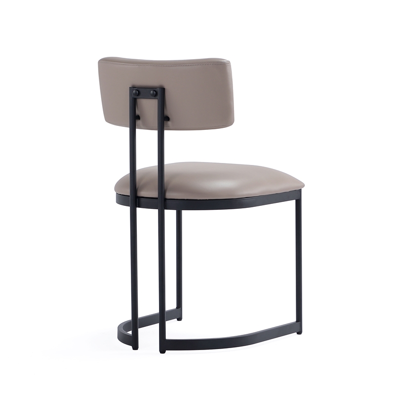 Juno Contemporary Modern Vegan Leather Metal Side Chair in Taupe - Set of 2