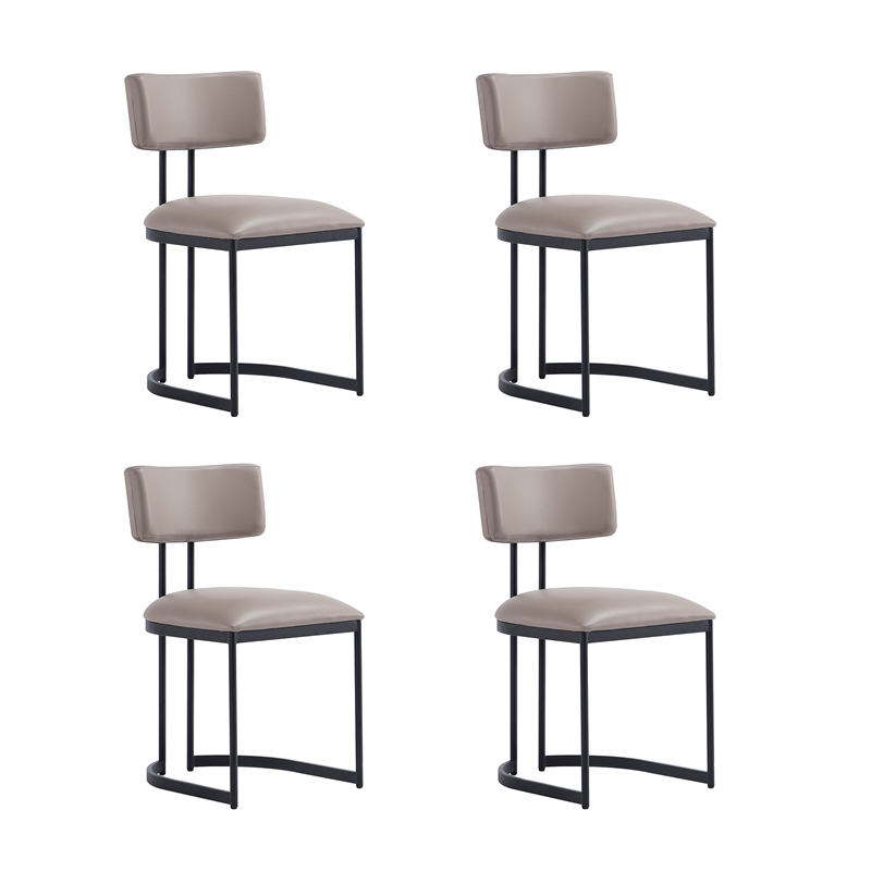 Juno Contemporary Modern Vegan Leather Metal Side Chair in Taupe - Set of 2