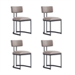 Juno Contemporary Modern Vegan Leather Metal Side Chair in Taupe - Set of 2