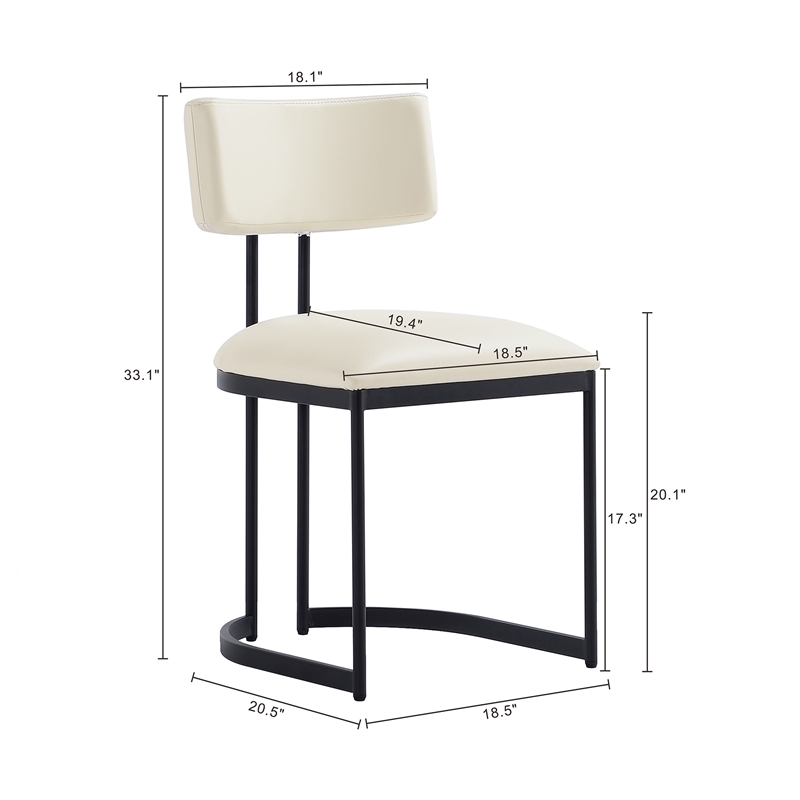 Juno Contemporary Modern Vegan Leather Metal Side Chair in Cream - Set of 2