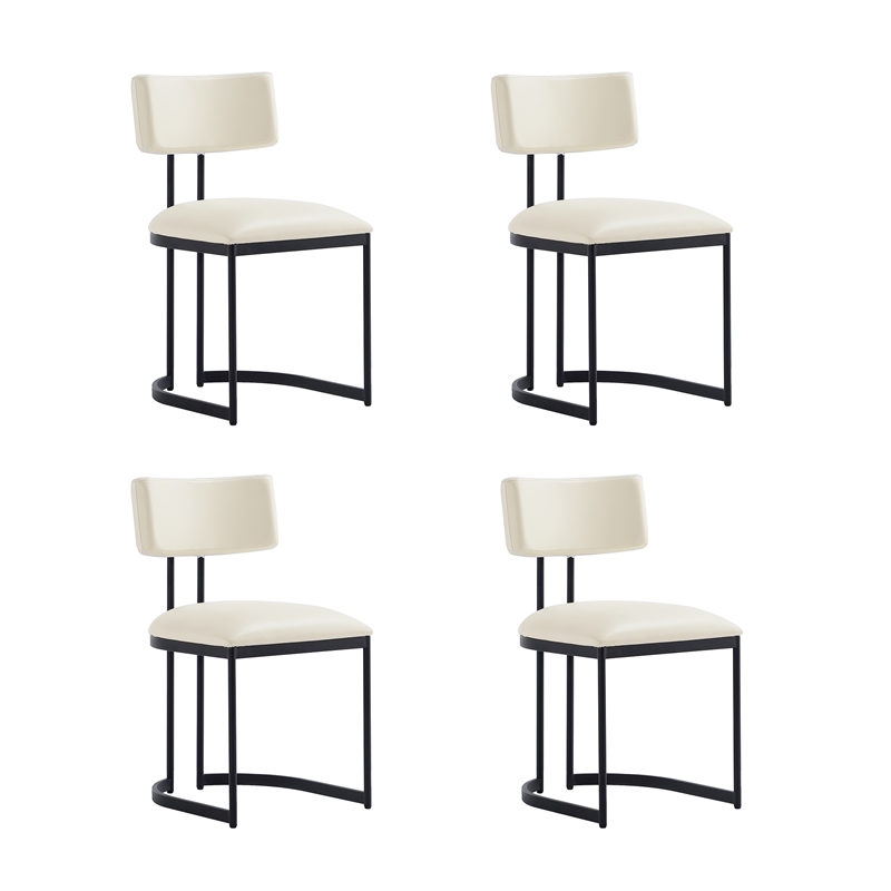 Juno Contemporary Modern Vegan Leather Metal Side Chair in Cream - Set of 2