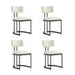 Juno Contemporary Modern Vegan Leather Metal Side Chair in Cream - Set of 2