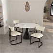 Juno Contemporary Modern Vegan Leather Metal Side Chair in Cream - Set of 2