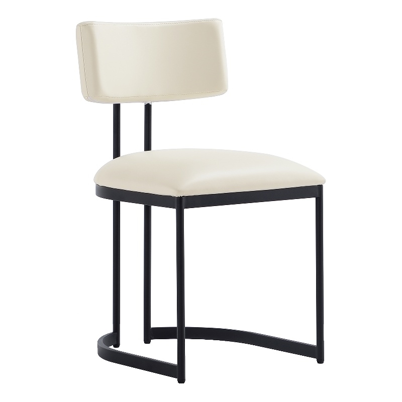 Juno Contemporary Modern Vegan Leather Metal Side Chair in Cream - Set of 2