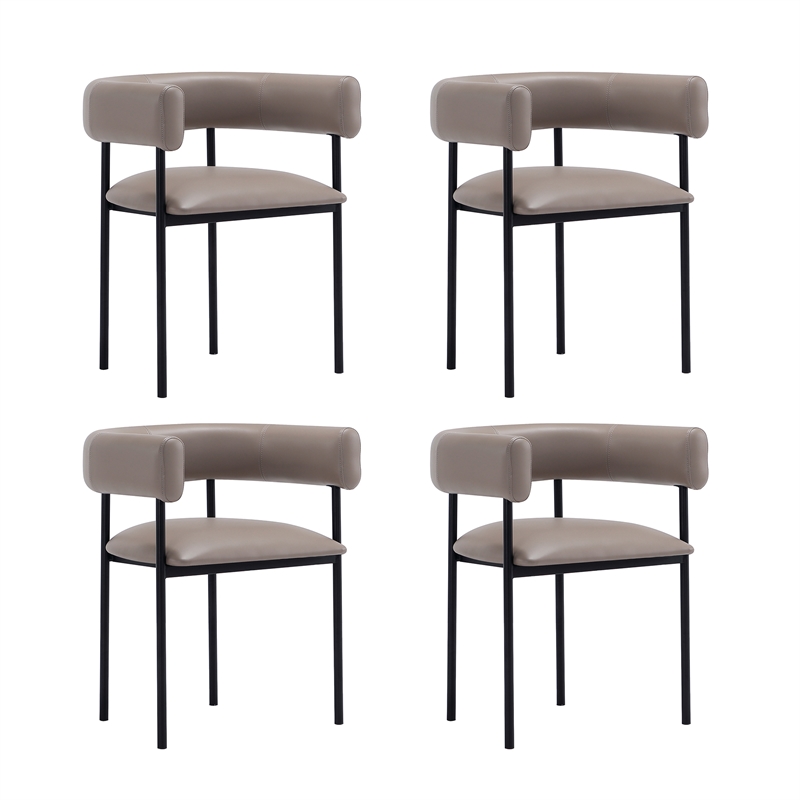 Onda Contemporary Vegan Leather Metal Dining Chair in Taupe