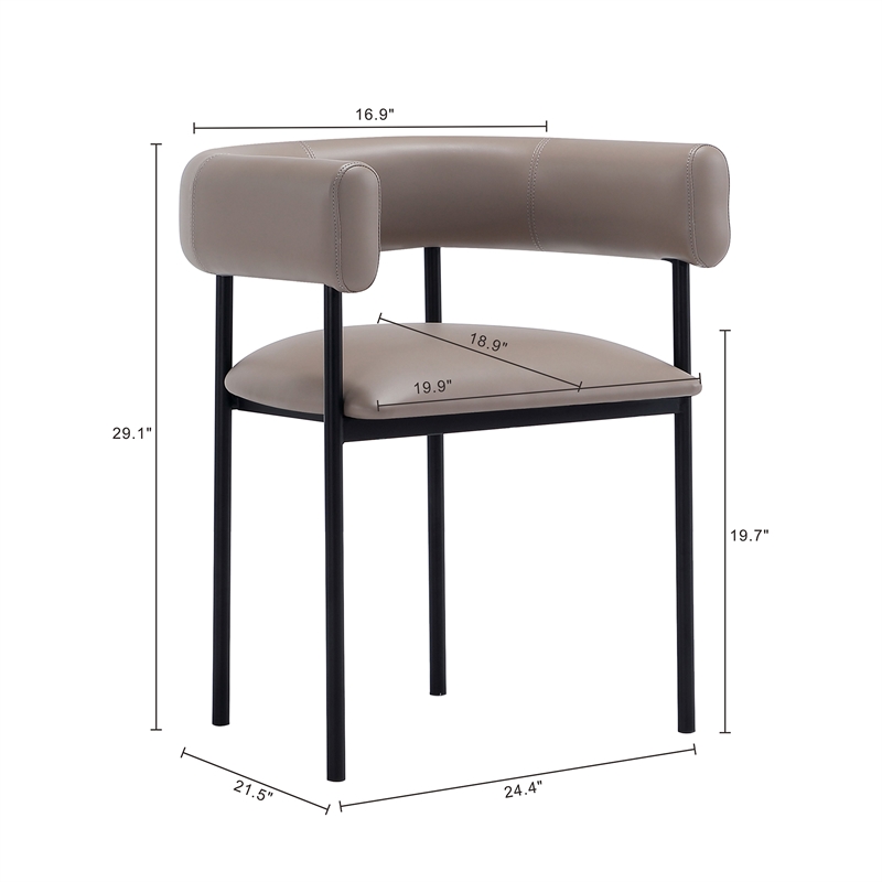Onda Contemporary Vegan Leather Metal Dining Chair in Taupe