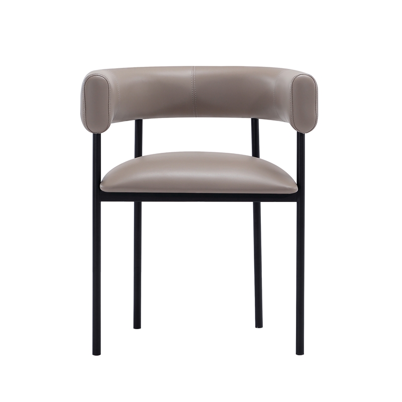 Onda Contemporary Vegan Leather Metal Dining Chair in Taupe
