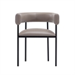 Onda Contemporary Vegan Leather Metal Dining Chair in Taupe