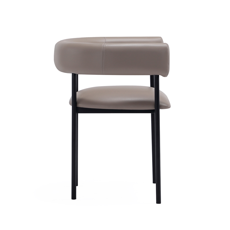 Onda Contemporary Vegan Leather Metal Dining Chair in Taupe