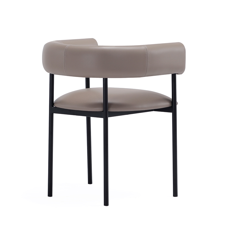 Onda Contemporary Vegan Leather Metal Dining Chair in Taupe