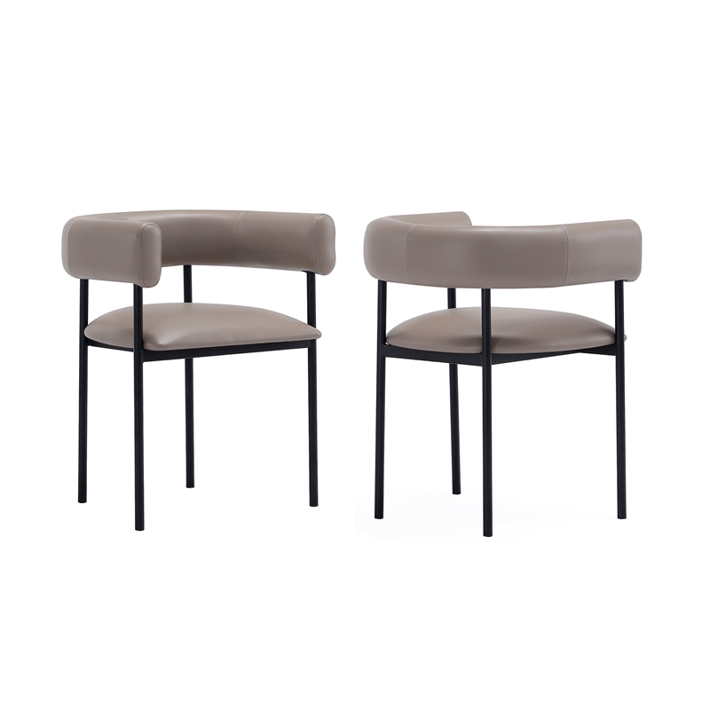 Onda Contemporary Vegan Leather Metal Dining Chair in Taupe