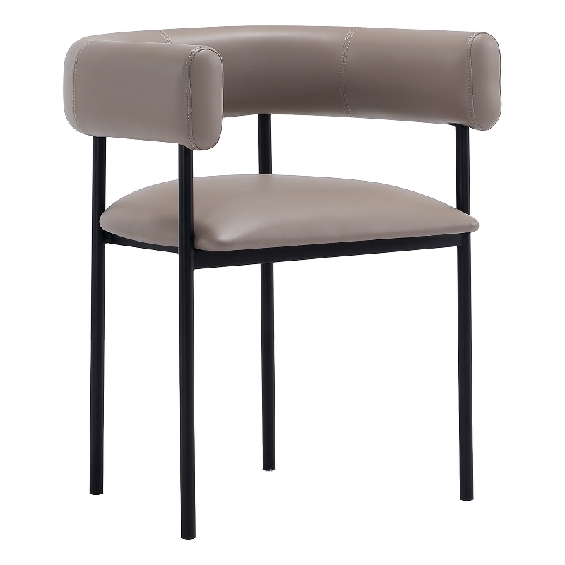 Onda Contemporary Vegan Leather Metal Dining Chair in Taupe