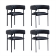 Onda Contemporary Vegan Leather Metal Dining Chair in Black