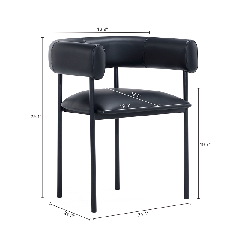 Onda Contemporary Vegan Leather Metal Dining Chair in Black