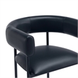 Onda Contemporary Vegan Leather Metal Dining Chair in Black