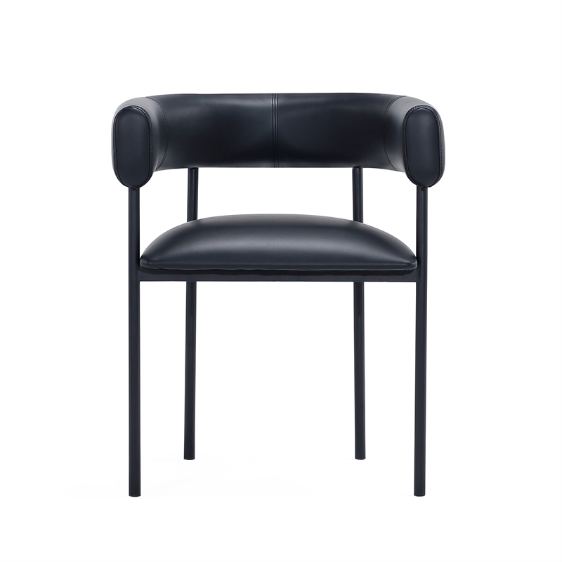 Onda Contemporary Vegan Leather Metal Dining Chair in Black