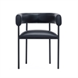 Onda Contemporary Vegan Leather Metal Dining Chair in Black