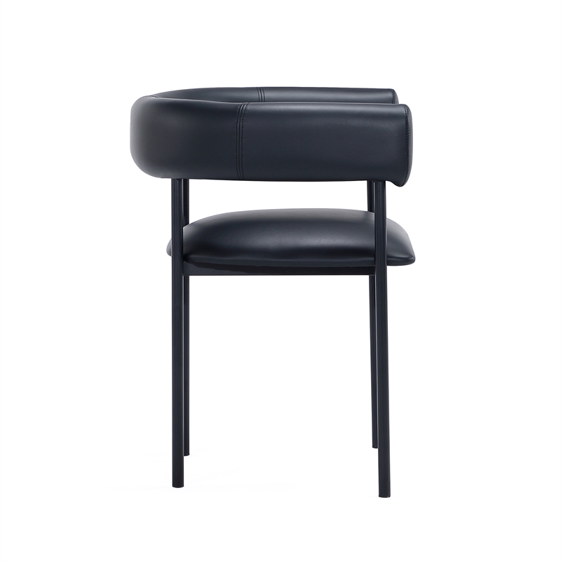 Onda Contemporary Vegan Leather Metal Dining Chair in Black
