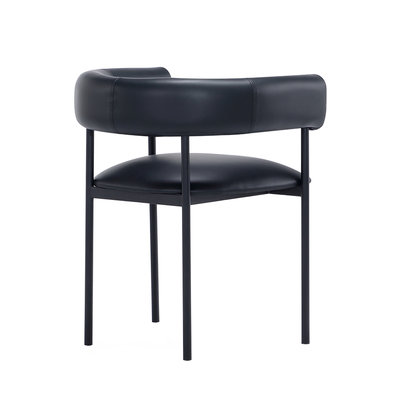 Onda Contemporary Vegan Leather Metal Dining Chair in Black