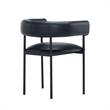 Onda Contemporary Vegan Leather Metal Dining Chair in Black