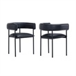 Onda Contemporary Vegan Leather Metal Dining Chair in Black