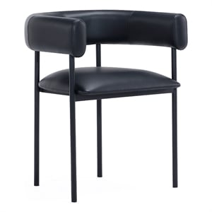 Onda Contemporary Vegan Leather Metal Dining Chair in Black
