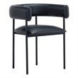 Onda Contemporary Vegan Leather Metal Dining Chair in Black