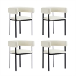Onda Contemporary Vegan Leather Metal Dining Chair in Ivory