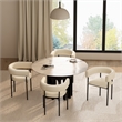 Onda Contemporary Vegan Leather Metal Dining Chair in Ivory
