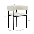 Onda Contemporary Vegan Leather Metal Dining Chair in Ivory