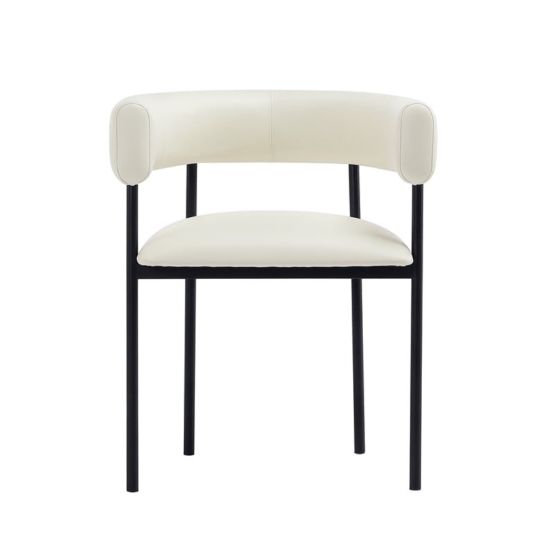 Onda Contemporary Vegan Leather Metal Dining Chair in Ivory