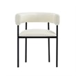 Onda Contemporary Vegan Leather Metal Dining Chair in Ivory
