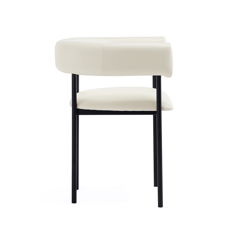 Onda Contemporary Vegan Leather Metal Dining Chair in Ivory