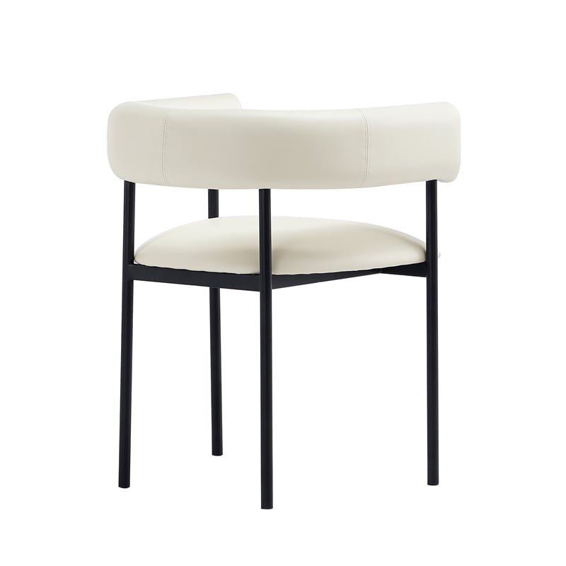 Onda Contemporary Vegan Leather Metal Dining Chair in Ivory