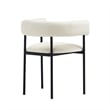 Onda Contemporary Vegan Leather Metal Dining Chair in Ivory