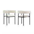 Onda Contemporary Vegan Leather Metal Dining Chair in Ivory