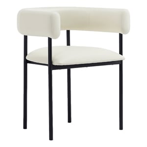 Onda Contemporary Vegan Leather Metal Dining Chair in Ivory