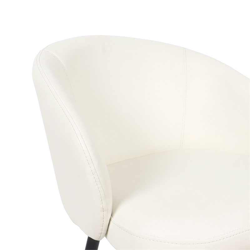 Looma Contemporary Modern Vegan Leather Metal Side Chair in Ivory - Set of 2