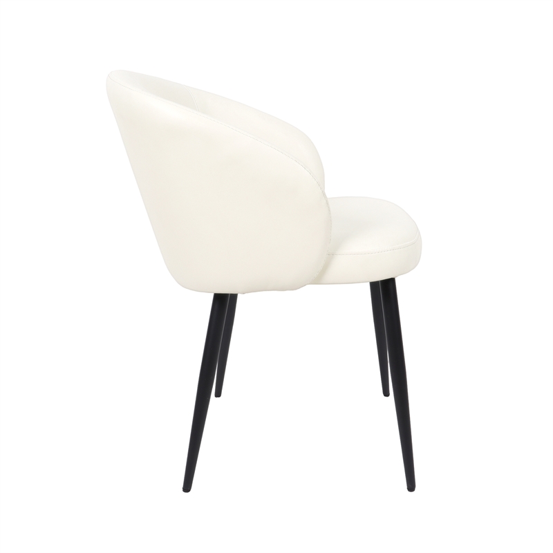 Looma Contemporary Modern Vegan Leather Metal Side Chair in Ivory - Set of 2
